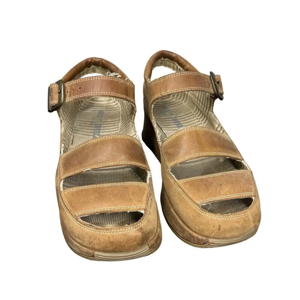 Mosquitos Y2K Chunky Platform Brown Leather Fisherman Sandals Size 8